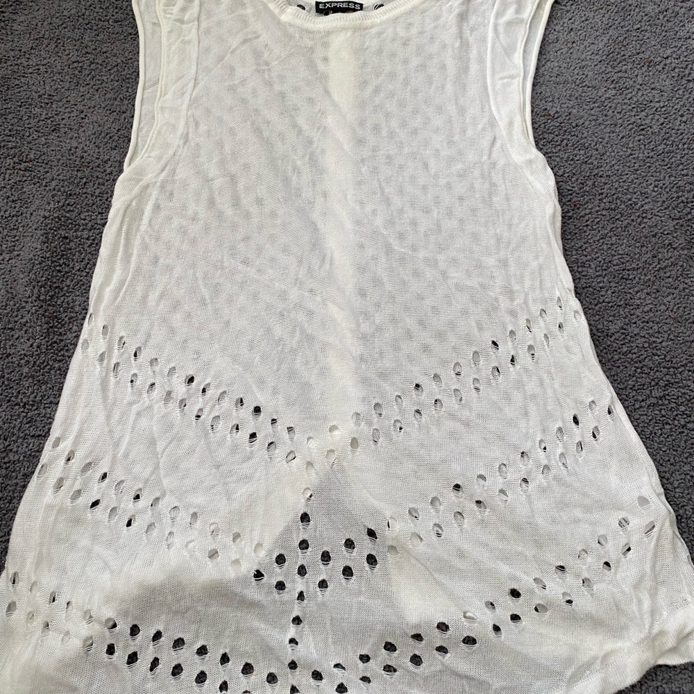 Express White Sleeveless Top